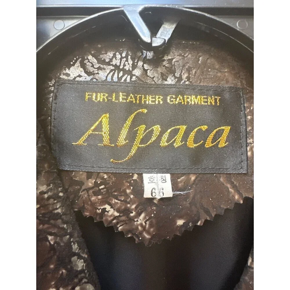 Alpaca Trench Coat Metallic Black Bronze Textured Belted Mob Wife Size‎ M